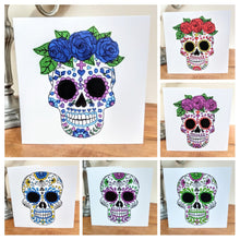 Load image into Gallery viewer, Day of the Dead Skull with Red Roses Card (GC41)