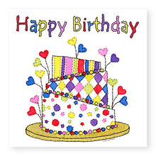 Load image into Gallery viewer, Multi-Colour Cake Stack with Hearts Birthday Card, (BD103)