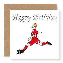 Load image into Gallery viewer, Red Footballer Birthday Card (BD23)