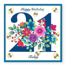 Load image into Gallery viewer, Bouquet Age 21 Birthday Card, (BQ032)