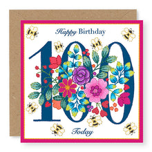 Load image into Gallery viewer, Bouquet Age 100 Birthday Card, (BQ040)