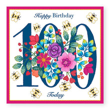 Load image into Gallery viewer, Bouquet Age 100 Birthday Card, (BQ040)
