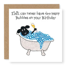 Load image into Gallery viewer, Hey EWE Bath and Fizz Birthday Card, (EW92)