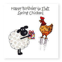 Load image into Gallery viewer, Hey EWE Spring Chicken Birthday Card, (EW99)
