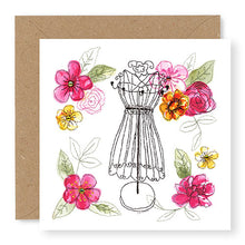 Load image into Gallery viewer, Jewellery Stand and Flowers Blank Card, Hand Finished with Gems (GC14)
