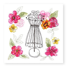 Load image into Gallery viewer, Jewellery Stand and Flowers Blank Card, Hand Finished with Gems (GC14)