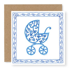 Load image into Gallery viewer, Blue Pram Baby Card (GC29)