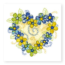 Load image into Gallery viewer, Blue and Yellow Heart Blank Card (GC36)