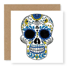 Load image into Gallery viewer, Day of the Dead Blue Skull Card (GC42)