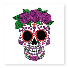 Load image into Gallery viewer, Day of the Dead Skull with Blue Roses Card (GC45)