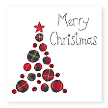 Load image into Gallery viewer, Red Tartan Christmas Tree Christmas Card, Hand Finished with Gems (XMS11-1)
