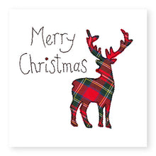 Load image into Gallery viewer, Red Tartan Stag Christmas Card, Hand Finished with a Gem (XMS13-1)