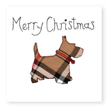 Load image into Gallery viewer, Taupe Scottie Dog Christmas Card, Hand Finished with a Gem (XMS14-2)
