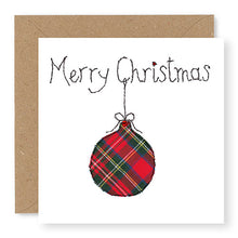 Load image into Gallery viewer, Red Christmas Tree Bauble Christmas Card, Hand Finished with a Gem (XMS15-1)
