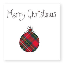 Load image into Gallery viewer, Red Christmas Tree Bauble Christmas Card, Hand Finished with a Gem (XMS15-1)