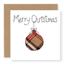 Load image into Gallery viewer, Taupe Christmas Tree Bauble Christmas Card, Hand Finished with a Gem (XMS15-2)