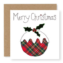 Load image into Gallery viewer, Red Christmas Pudding Christmas Card, Hand Finished with Gems (XMS16-1)