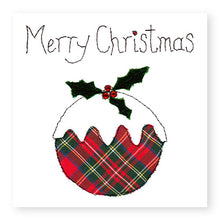 Load image into Gallery viewer, Red Christmas Pudding Christmas Card, Hand Finished with Gems (XMS16-1)