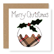 Load image into Gallery viewer, Taupe Christmas Pudding Christmas Card, Hand Finished with Gems (XMS16-2)