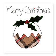 Load image into Gallery viewer, Taupe Christmas Pudding Christmas Card, Hand Finished with Gems (XMS16-2)