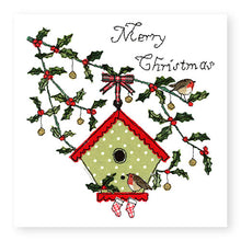 Load image into Gallery viewer, Birdhouse with Robins Christmas Card (XMS17)
