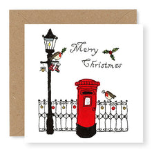 Load image into Gallery viewer, Post Box with Robins Christmas Card (XMS20)