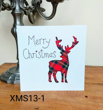 Load image into Gallery viewer, Set of 6 Red Tartan Christmas Cards, Hand Finished with Gems