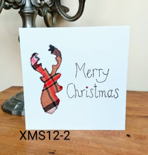 Load image into Gallery viewer, Set of 6 Taupe Tartan Christmas Cards, Hand Finished with Gems