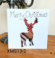 Load image into Gallery viewer, Set of 6 Taupe Tartan Christmas Cards, Hand Finished with Gems