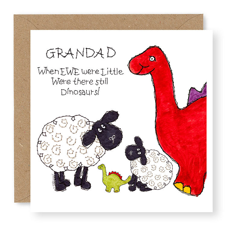 Hey EWE Grandad Dinosaurs Birthday Card, (EW119)