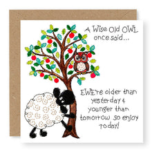 Load image into Gallery viewer, Hey EWE Wise Old Owl Birthday Card, (EW122)
