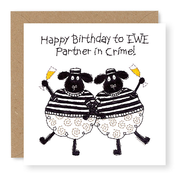 Hey EWE Parnter in Crime Birthday Card, (EW150)