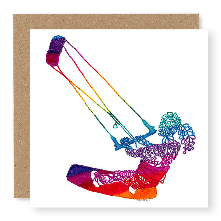 Inspire Female Kite Surfer Blank Card, (IN018)