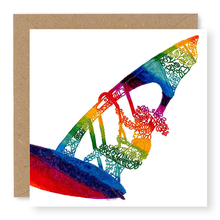 Inspire Female Jumping Windsurfer Blank Card, (IN021)