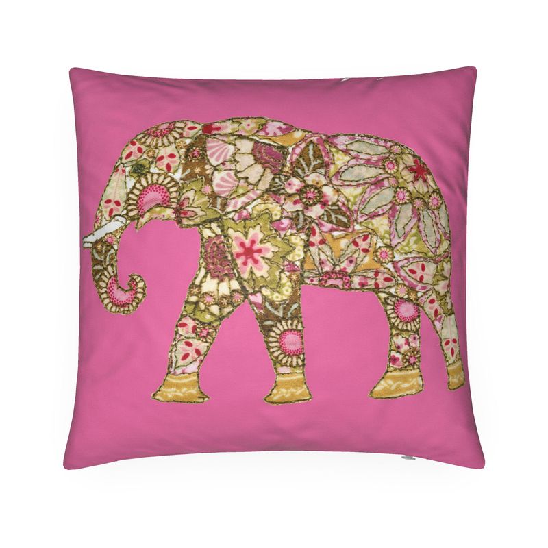 Cushion - Elephant on Candy Pink