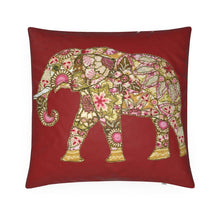 Load image into Gallery viewer, Cushion - Elephant on Ruby Red
