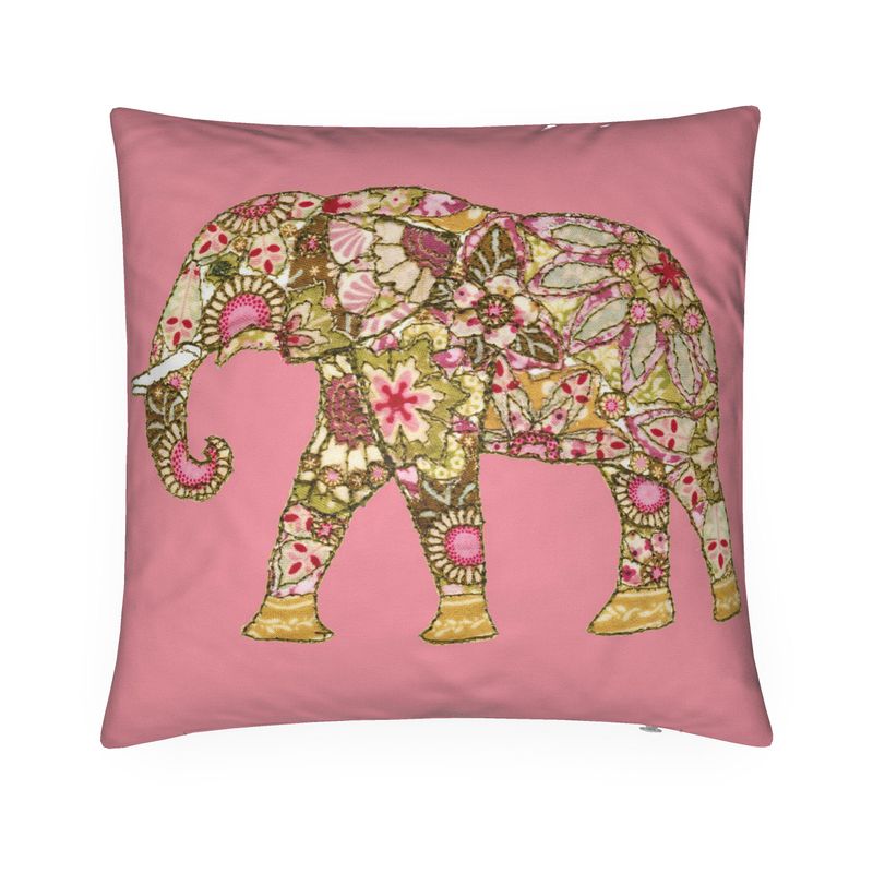 Cushion - Elephant on Salmon Pink