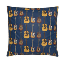 Load image into Gallery viewer, Cushion - Guitars on Royal Blue
