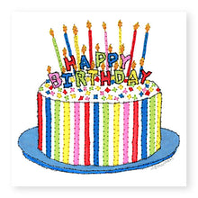 Load image into Gallery viewer, Multi-Colour Cake with Candles Birthday Card, (BD102)
