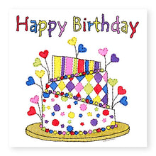 Load image into Gallery viewer, Multi-Colour Cake Stack with Hearts Birthday Card, (BD103)
