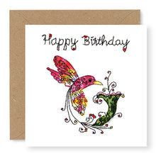 Load image into Gallery viewer, Humming Bird Birthday Card, Hand Finished with Gems (BD10)
