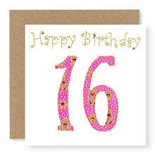 Load image into Gallery viewer, 16th Birthday Card, Girl&#39;s Age 16 Birthday Card, Hand Finished with Gems (BD24)
