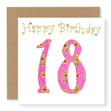 Load image into Gallery viewer, 18th Birthday Card, Girl&#39;s Age 18 Birthday Card, Hand Finished with Gems (BD25)
