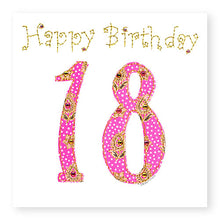 Load image into Gallery viewer, 18th Birthday Card, Girl&#39;s Age 18 Birthday Card, Hand Finished with Gems (BD25)
