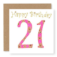 Load image into Gallery viewer, 21st Birthday Card, Age 21 Birthday Card for Her, Hand Finished with Gems (BD26)
