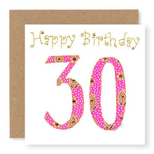Load image into Gallery viewer, 30th Birthday Card, Age 30 Birthday Card for Her, Hand Finished with Gems (BD27)
