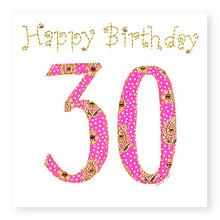 Load image into Gallery viewer, 30th Birthday Card, Age 30 Birthday Card for Her, Hand Finished with Gems (BD27)
