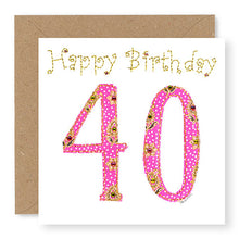Load image into Gallery viewer, 40th Birthday Card, Age 40 Birthday Card for Her, Hand Finished with Gems (BD28)
