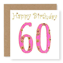 Load image into Gallery viewer, 60th Birthday Card, Age 60 Birthday Card for Her, Hand Finished with Gems (BD30)
