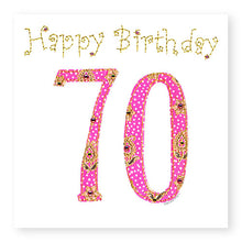 Load image into Gallery viewer, 70th Birthday Card, Age 70 Birthday Card for Her, Hand Finished with Gems (BD31)
